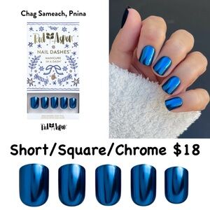 Red Aspen Blue Chrome Press-On Nails